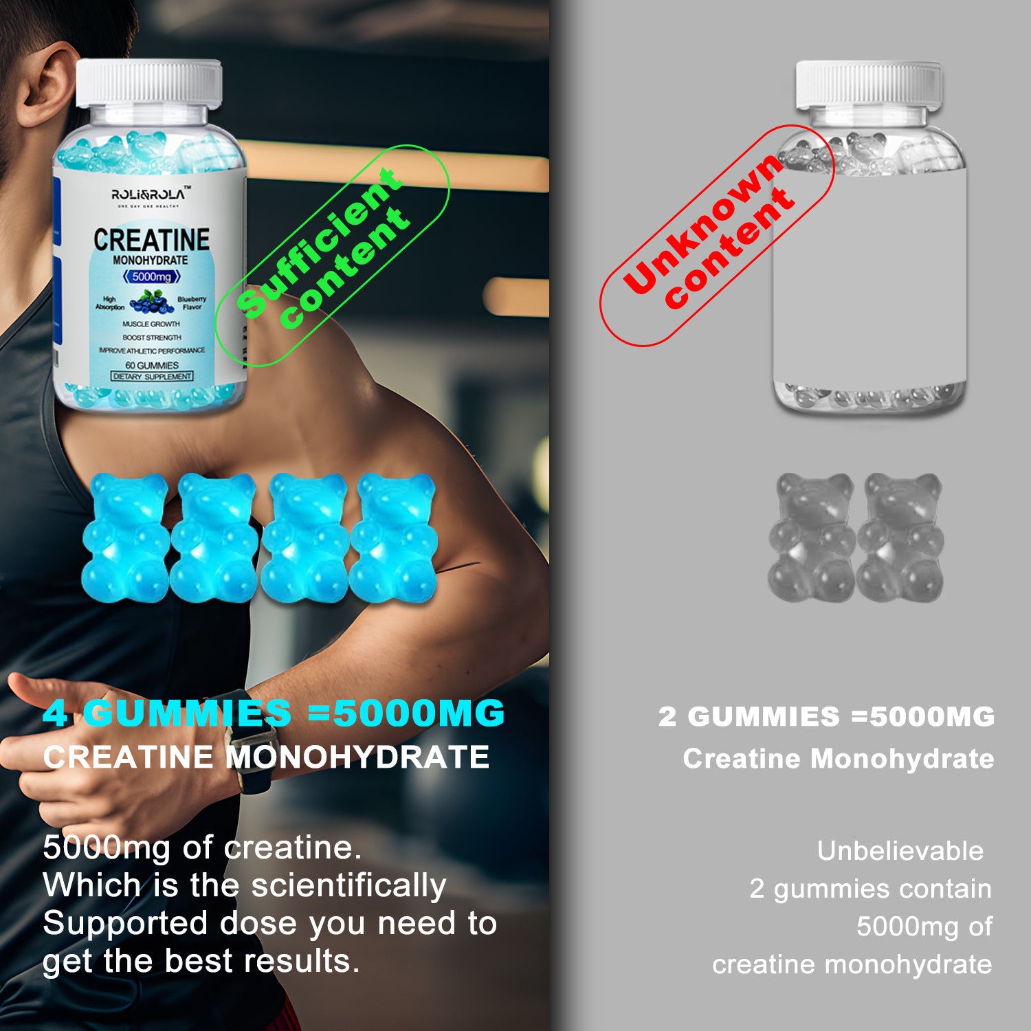 High Strength Creatine Monohydrate Gummies, Blueberry